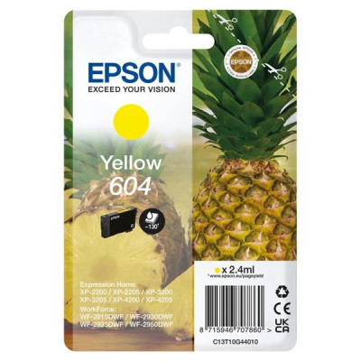 Epson T10G4 (C13T10G44020, 604), originálny atrament, žltý, 130 strán (2,4 ml)