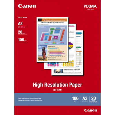 Canon High Resolution Paper, foto papír, speciálně vyhlazený, biela, A3, 106 g/m2, 20 ks, HR-101 A3, tonerový