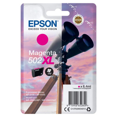 Epson T02W3 (C13T02W34010, 502XL), originálny atrament, purpurový, 6,4 ml