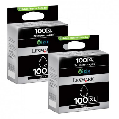 Lexmark 14N0848XL (#100), originálny atrament, čierny, 2 × 510 strán, 2-pack