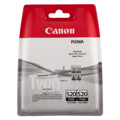 Canon PGI-520Bk (2932B009, 2932B019), originálny atrament, čierny, 2 × 19 ml, 2-pack