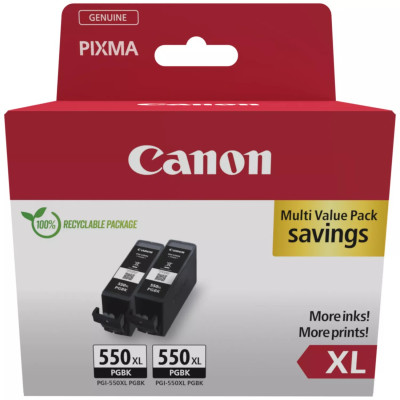 Canon PGI-550XL (6431B010), originálny atrament, čierny, 2 x 500 strán (2 x 15 ml), XL 2-pack