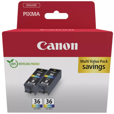 Canon CLI-36 (1511B025), originálny atrament, farebný, 2 x 250 strán (2 × 12 ml), 2-pack