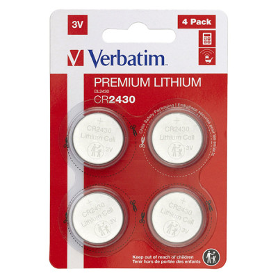 Batéria lítiová, CR2430, 3V, Verbatim, blister, 4-pack, 49534