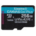 Kingston MicroSDXC karta 256GB Canvas Go! Plus, R:170/W:90MB/s, Class 10, UHS-I, U3, V30, A2 + Adaptér