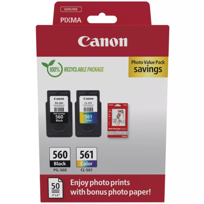 Canon PG-560/CL-561 (3713C008), originálny atrament, čierny/farebný, 2-pack + GP-501 50 lisov