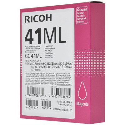 Ricoh GC-41M (405767), originálna gelová náplň, purpurová