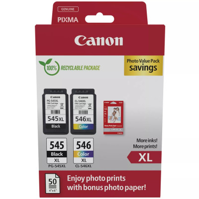 Canon PG-545XL/CL-546XL (8286B011), originálny atrament, čierny/farebný, 400 strán (15 / 13 ml), Multipack +GP-501