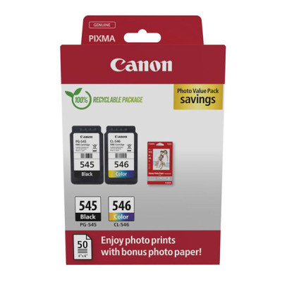 Canon PG-545/CL-546 (8287B008), originálny atrament, čierny/farebný, 180 strán (8 / 9 ml), 2-pack +PP-201