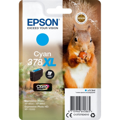 Epson T3792 (C13T37924010, 378XL), originálny atrament, azúrový, 9,3 ml, XL