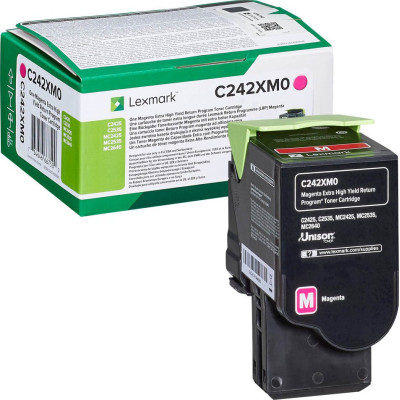 Lexmark C242XM0, originálny toner, purpurový, return