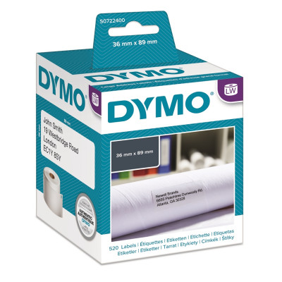 Dymo papírové štítky 89mm x 36mm, bílé, velké, baleno po 2 ks, 99012, S0722400