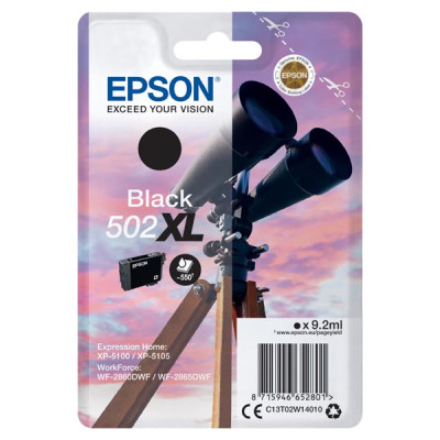 Epson T02W1 (C13T02W14010, 502XL), originálny atrament, čierny, 9,2 ml