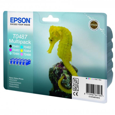 Epson T0487 (C13T04874010), originálny atrament, CMYK/LC/LM, 6 × 13 ml, 6-pack