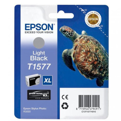 Epson T1577 (C13T15774010), originálny atrament, svetlo čierny, 25,9 ml