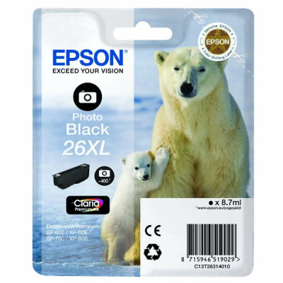 Epson T2631 (C13T26314012, 26XL), originálny atrament, photo čierny, 8,7 ml