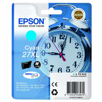 Epson T2712XL (C13T27124010), originálny atrament, azúrový, 10,4 ml