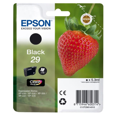 Epson T2981 (C13T29814012, 29), originálny atrament, čierny, 5,3 ml