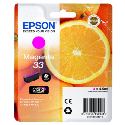 Epson T3343 (C13T33434010, T33), originálny atrament, purpurový, 4,5 ml