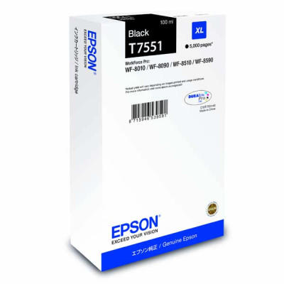 Epson T7551XL (C13T755140), originálny atrament, čierny, 100 ml