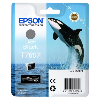 Epson T7607 (C13T76074010), originálny atrament, svetlo čierny, 25,9 ml