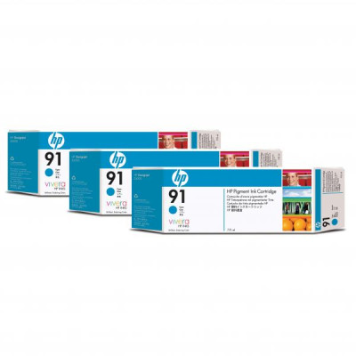 HP C9483A (91), originálny atrament, azúrový, 3 × 775 ml, 3-pack