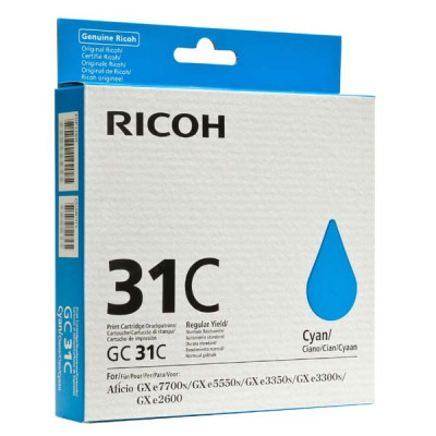 Ricoh GC-31C (405689), originálny atrament, azúrový