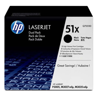 HP Q7551XD (51X), originálny toner, čierny, 2-pack