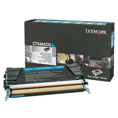 Lexmark C734A1CG, originálny toner, azúrový