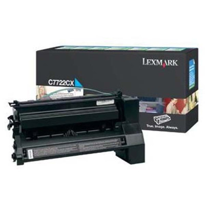 Lexmark C7722CX, originálny toner, azúrový, 15000 strán