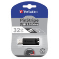 Verbatim USB flash disk, USB 3.0 (3.2 Gen 1), 32GB, PinStripe, Store N Go, čierny