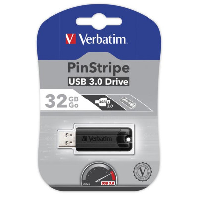 Verbatim USB flash disk, USB 3.0 (3.2 Gen 1), 32GB, PinStripe, Store N Go, čierny